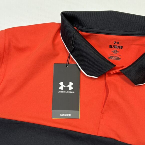 NEW Under Armour Golf Polo Vanish UA Color Block Shirt $90 Size XL Red Black - Picture 7 of 10